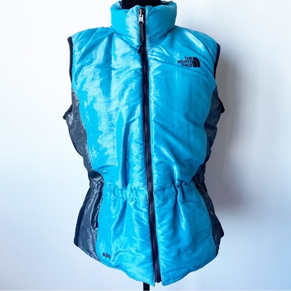 The North Face Jackets & Blazers - The North Face Retro Blue and Black Goose Down Puffer Vest Size XL